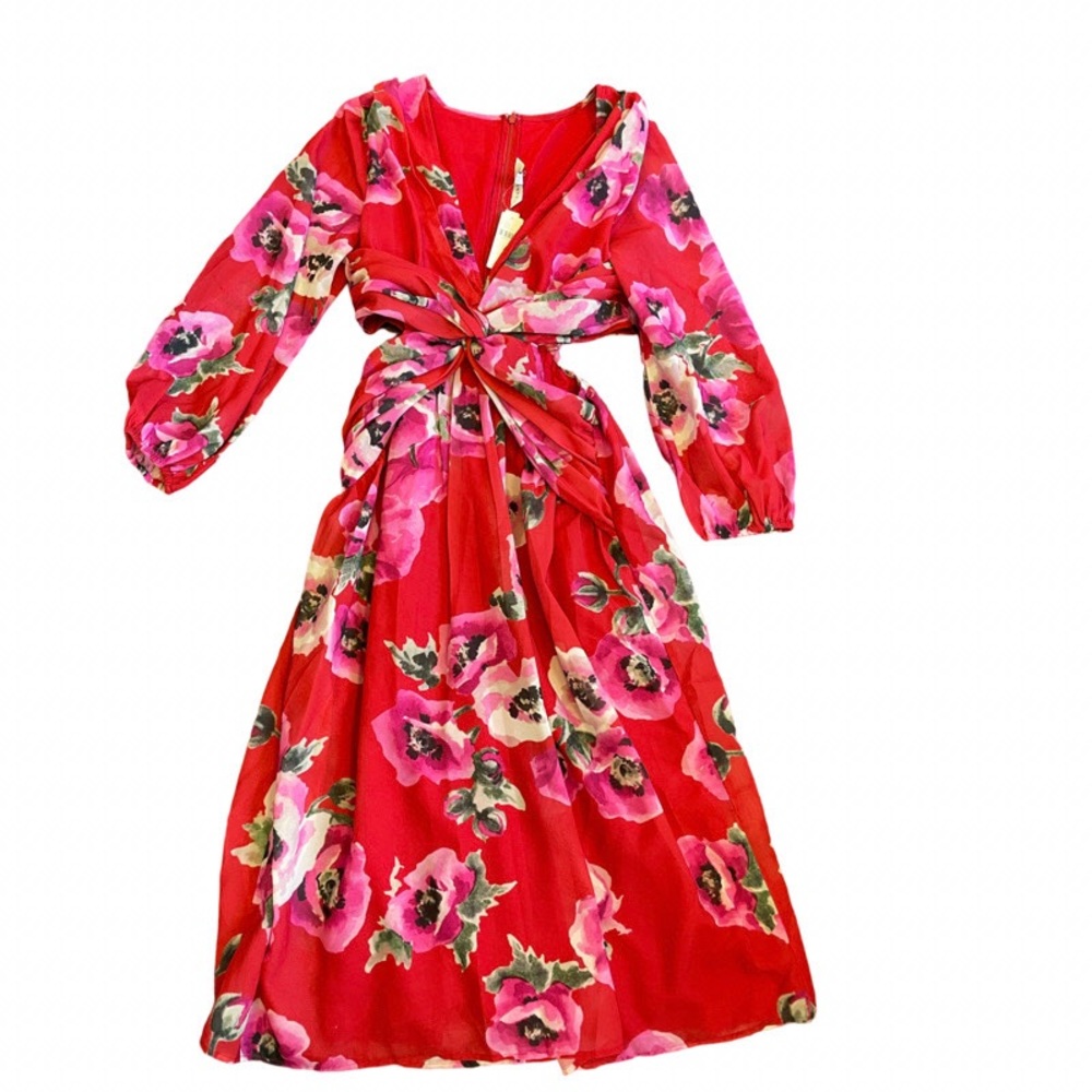 Floral Cut-Out Midi Dress Anthropologie